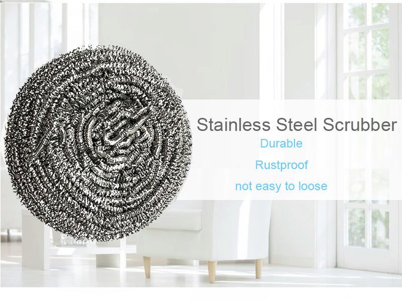 Round Shape Stainless Steel Scrubber (Pack of 6) by Your Brand