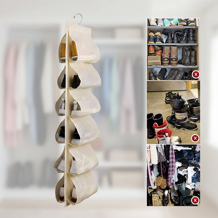 12 Grids Hanging Storage Bag (1 Pc / 12 Pocket / Mix Color) by Your Brand