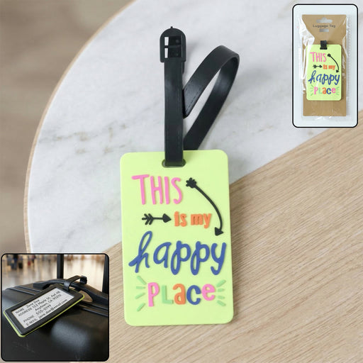 Colorful “This Is My Happy Place” Travel Identification Luggage Bag Tag (1 Pc) by Your Brand