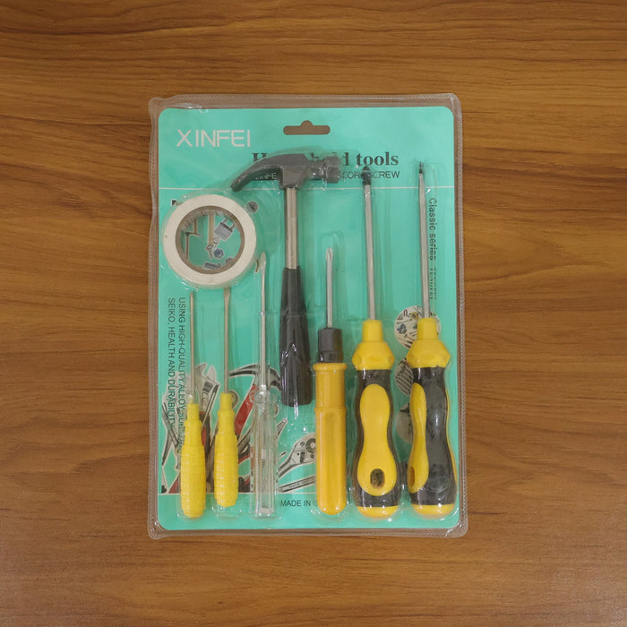 8 In 1 Hand Tool Kit Set, Screwdriver Hammer Repair Tool Kit (1 Set, Mix Color Tap) by Your Brand