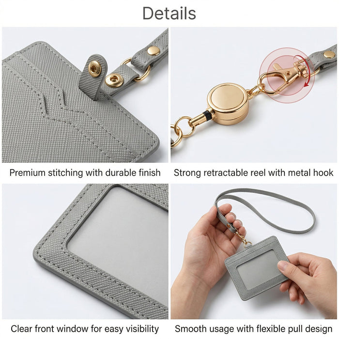 Premium ID Card Holder with Adjustable Neck Strap (1 Pc) by Your Brand