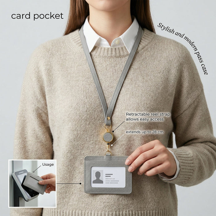 Premium ID Card Holder with Adjustable Neck Strap (1 Pc) by Your Brand