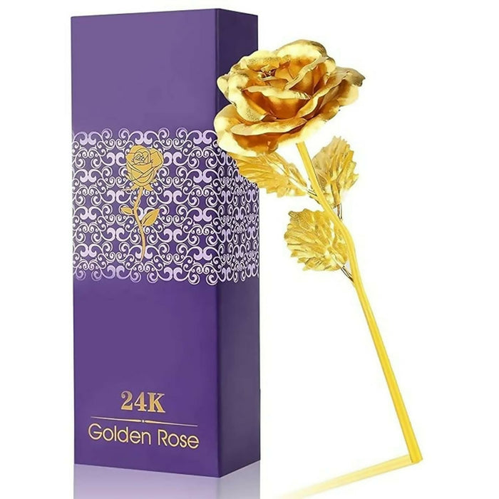 Luxury Decorative Gold Plated Artificial Golden Rose with Premium Box by Your Brand