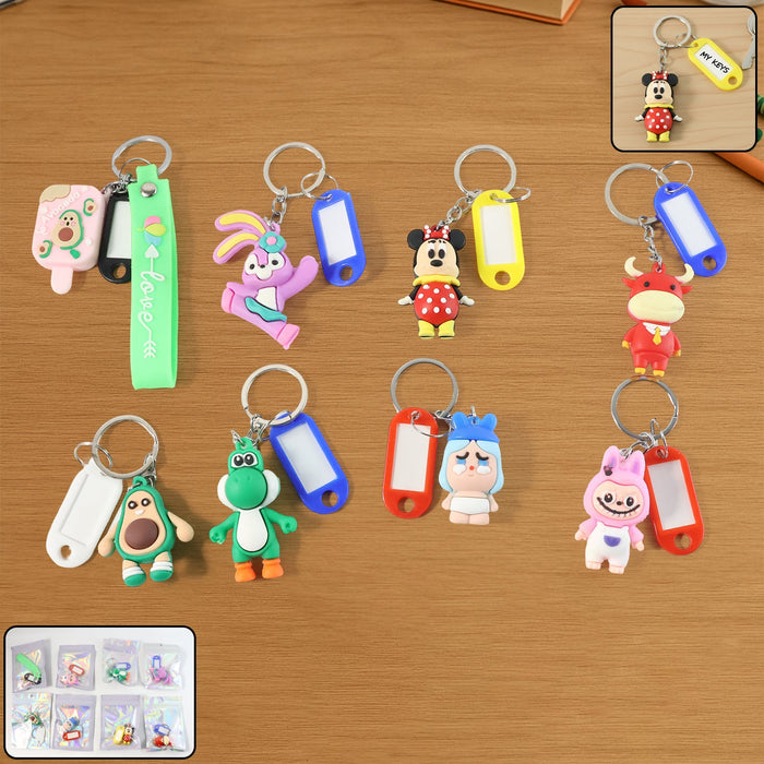 Cartoon Character Keychain with Name Tag (Mix Design, 1 Pc) by Your Brand