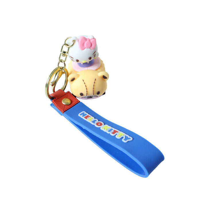 Cute Cartoon Cat Riding Toy Car Silicone Keychain (1 Pc) by Your Brand
