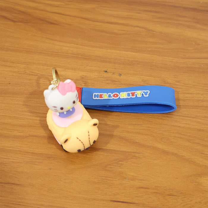 Cute Cartoon Cat Riding Toy Car Silicone Keychain (1 Pc) by Your Brand