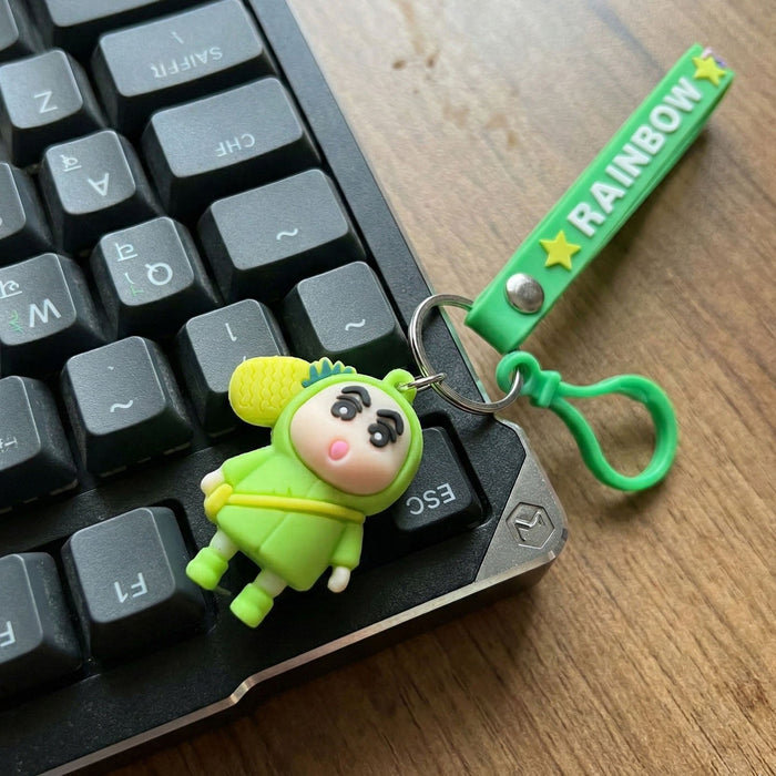 Cute Cartoon Doll Keychain with Strap and Pineapple Charm (1 Pc) by Your Brand