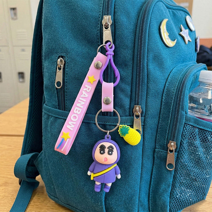 Cute Cartoon Doll Keychain with Strap and Pineapple Charm (1 Pc) by Your Brand