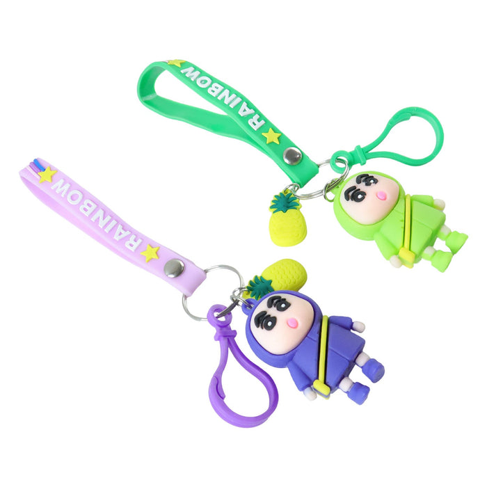 Cute Cartoon Doll Keychain with Strap and Pineapple Charm (1 Pc) by Your Brand