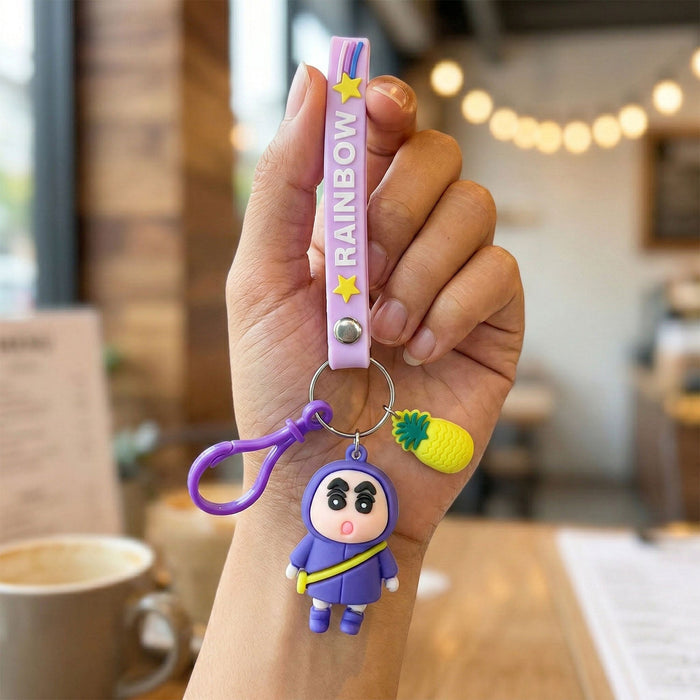 Cute Cartoon Doll Keychain with Strap and Pineapple Charm (1 Pc) by Your Brand
