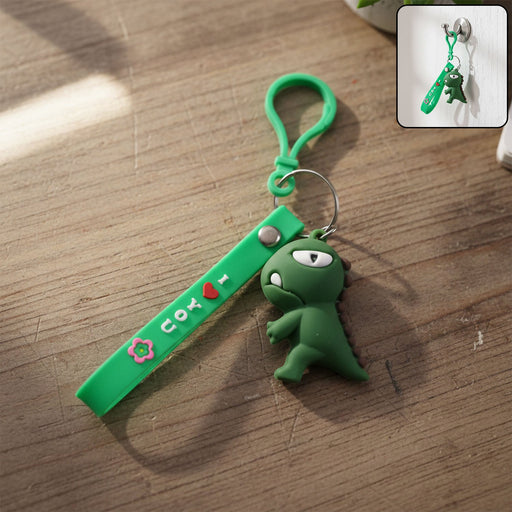 Cute Dinosaur Cartoon Silicone Keychain (1 Pc) by Your Brand