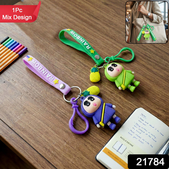 Cute Cartoon Doll Keychain with Strap and Pineapple Charm (1 Pc) by Your Brand
