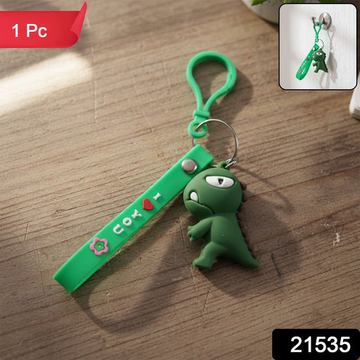 Cute Dinosaur Cartoon Silicone Keychain (1 Pc) by Your Brand
