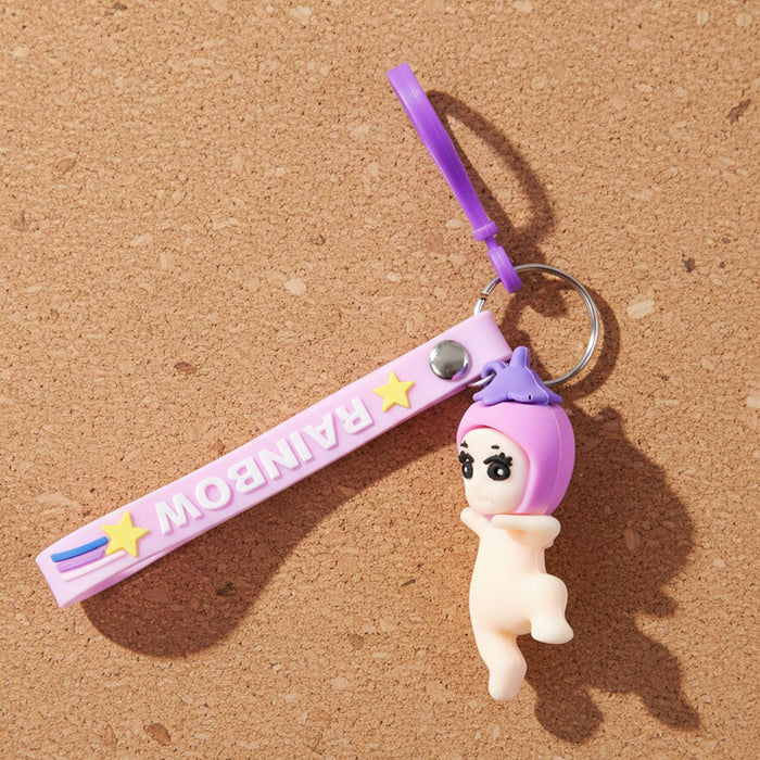Cute Baby Doll Cartoon Silicone Keychain (1 Pc) by Your Brand
