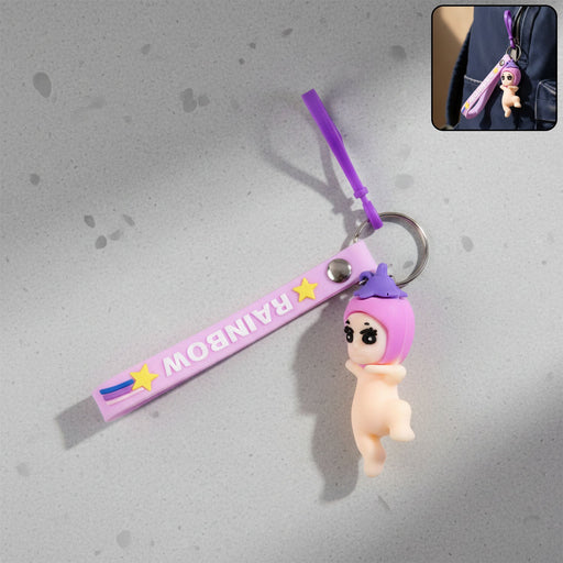 Cute Baby Doll Cartoon Silicone Keychain (1 Pc) by Your Brand