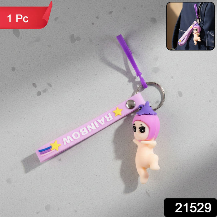 Cute Baby Doll Cartoon Silicone Keychain (1 Pc) by Your Brand