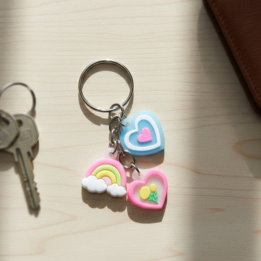 Cute Heart & Rainbow Charm Keychain (1 Pc) by Your Brand