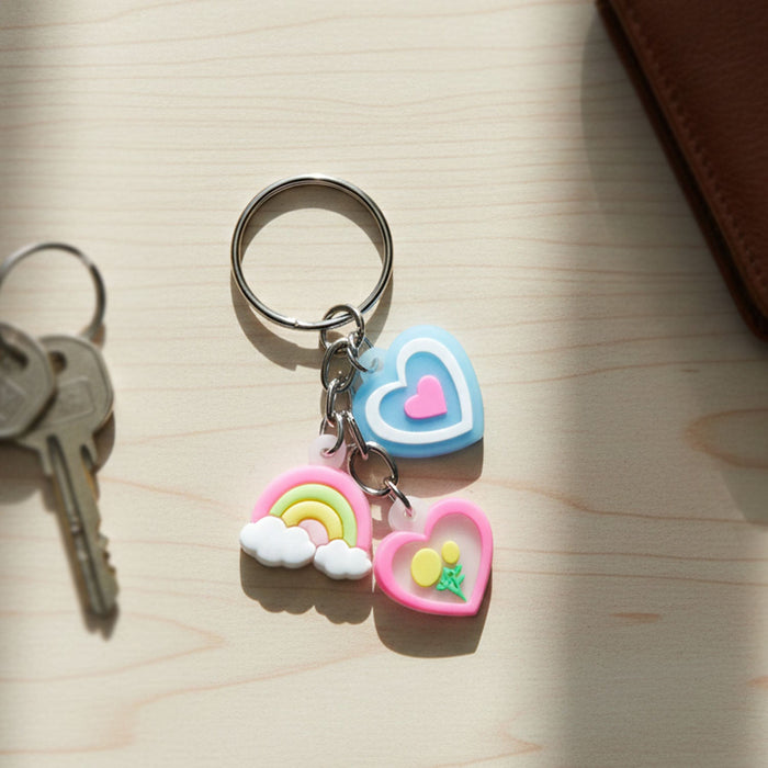 Cute Heart & Rainbow Charm Keychain (1 Pc) by Your Brand