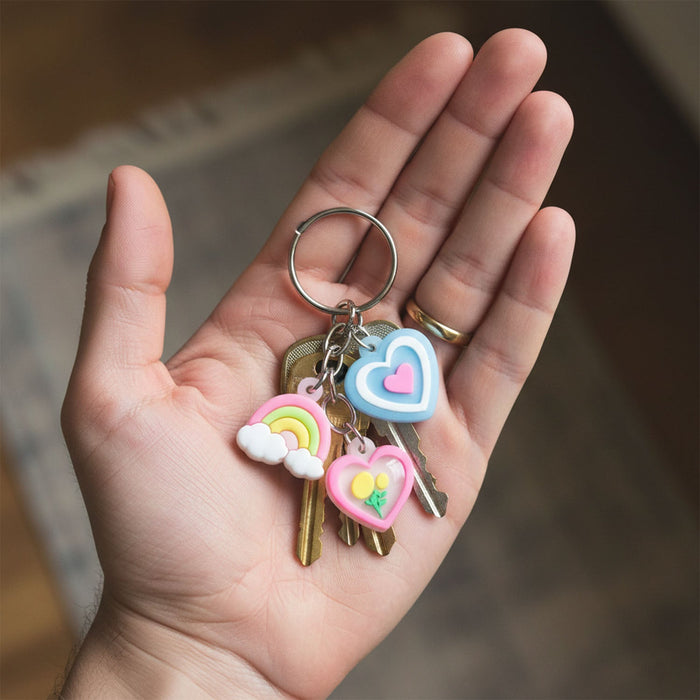 Cute Heart & Rainbow Charm Keychain (1 Pc) by Your Brand