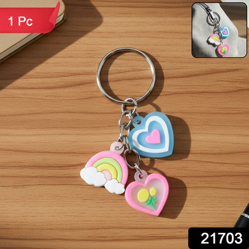 Cute Heart & Rainbow Charm Keychain (1 Pc) by Your Brand