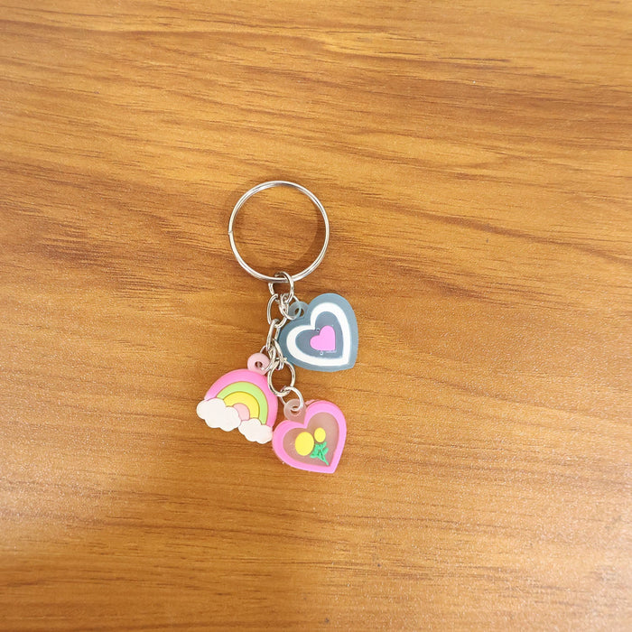 Cute Heart & Rainbow Charm Keychain (1 Pc) by Your Brand