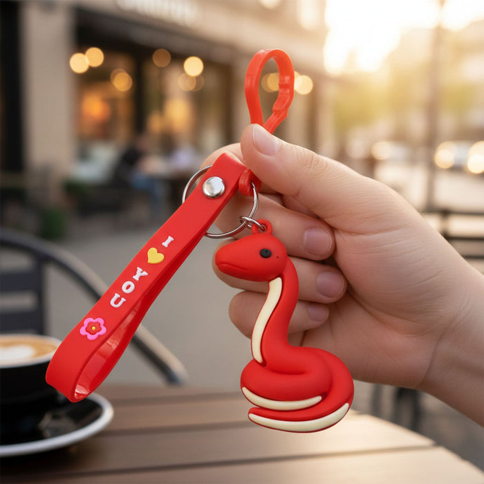 Cute Cartoon Snake Keychain (1 Pc) by Your Brand