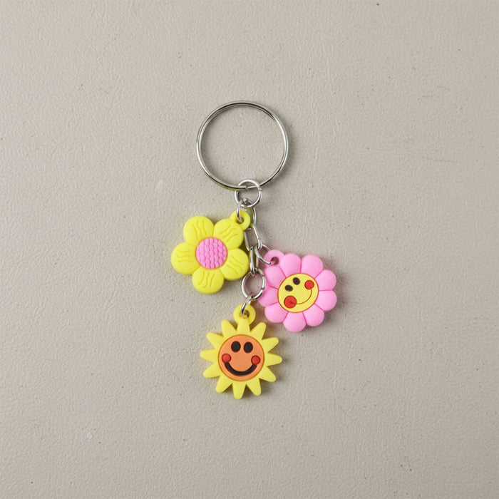 Cute Flower & Smiley Face Cartoon Keychain (1 Pc) by Your Brand
