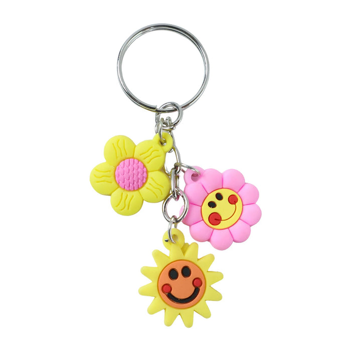 Cute Flower & Smiley Face Cartoon Keychain (1 Pc) by Your Brand