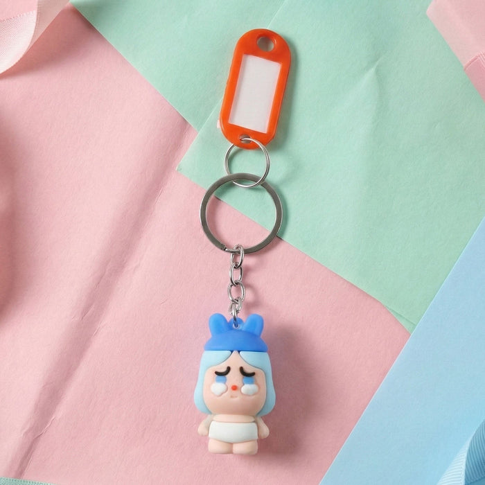 Cute Cartoon Baby Character Keychain with Label Tag Holder (1 Pc) by Your Brand