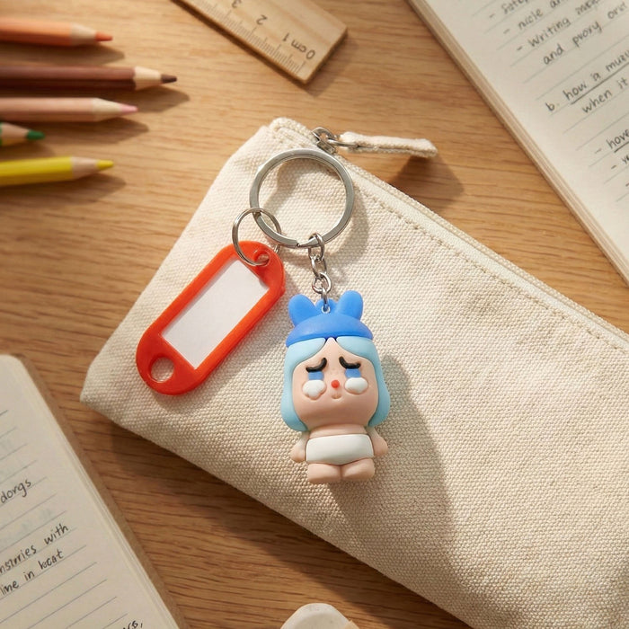 Cute Cartoon Baby Character Keychain with Label Tag Holder (1 Pc) by Your Brand