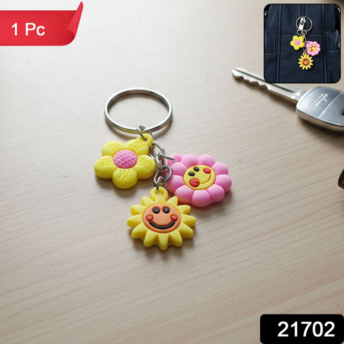 Cute Flower & Smiley Face Cartoon Keychain (1 Pc) by Your Brand
