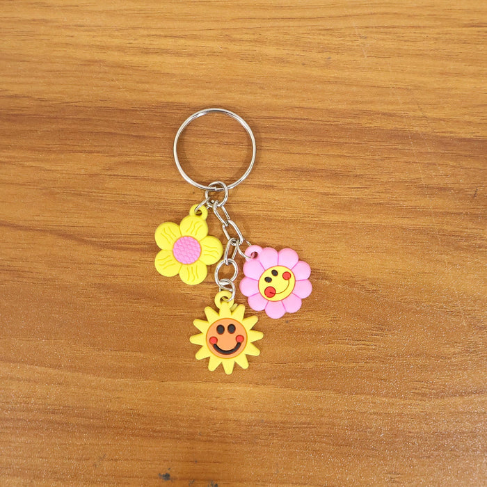Cute Flower & Smiley Face Cartoon Keychain (1 Pc) by Your Brand