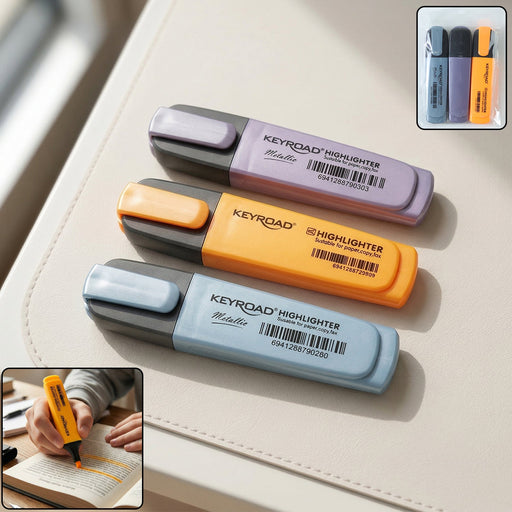 Premium Highlighter Marker Pen Set (3 Pc) by Your Brand