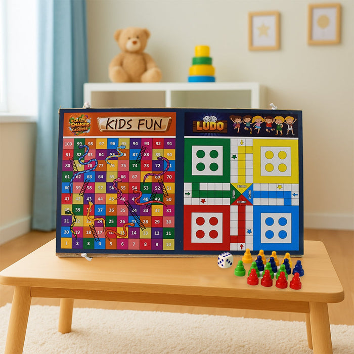 Wooden Board Game Set – Ludo, Snakes & Ladders, and Desktop Football (3-in-1) by Your Brand