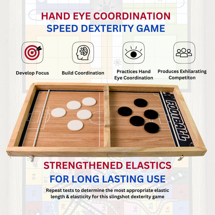 Wooden Board Game Set – Ludo, Snakes & Ladders, and Desktop Football (3-in-1) by Your Brand