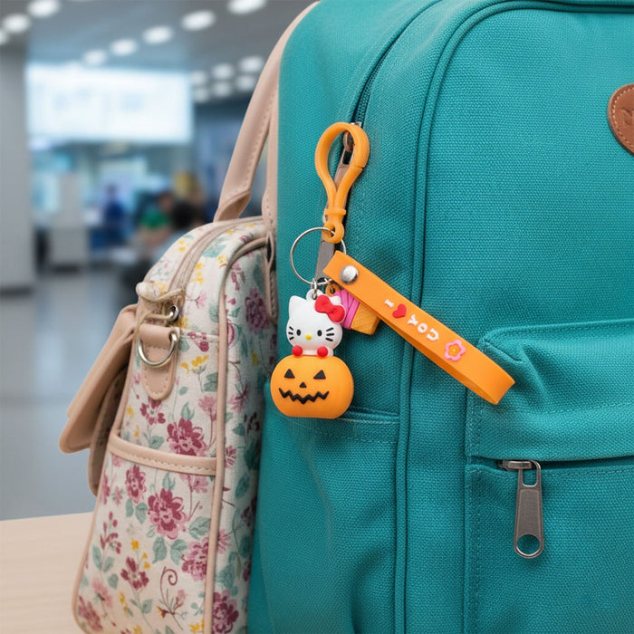 Cute Cartoon Kitty Pumpkin Keychain (1 Pc) by Your Brand