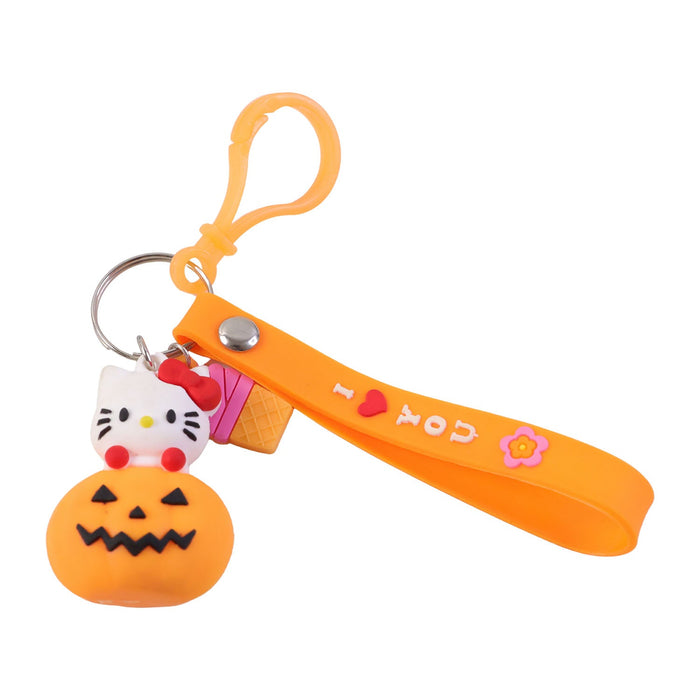 Cute Cartoon Kitty Pumpkin Keychain (1 Pc) by Your Brand