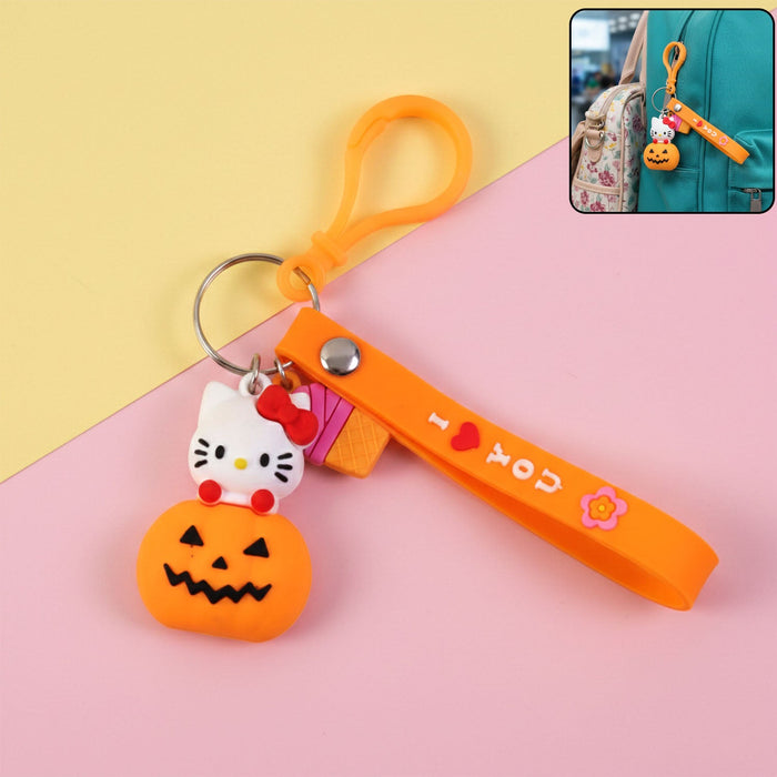 Cute Cartoon Kitty Pumpkin Keychain (1 Pc) by Your Brand