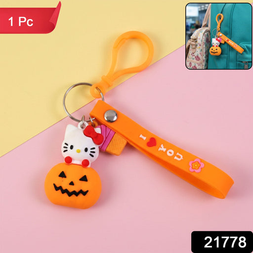 Cute Cartoon Kitty Pumpkin Keychain (1 Pc) by Your Brand