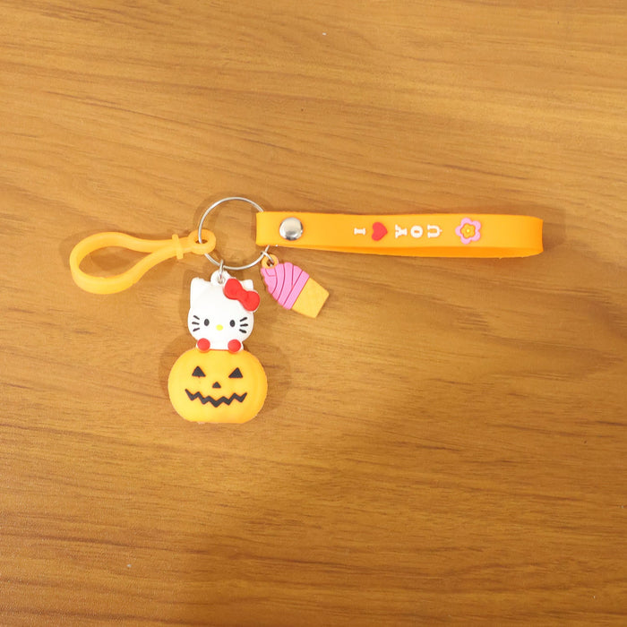 Cute Cartoon Kitty Pumpkin Keychain (1 Pc) by Your Brand