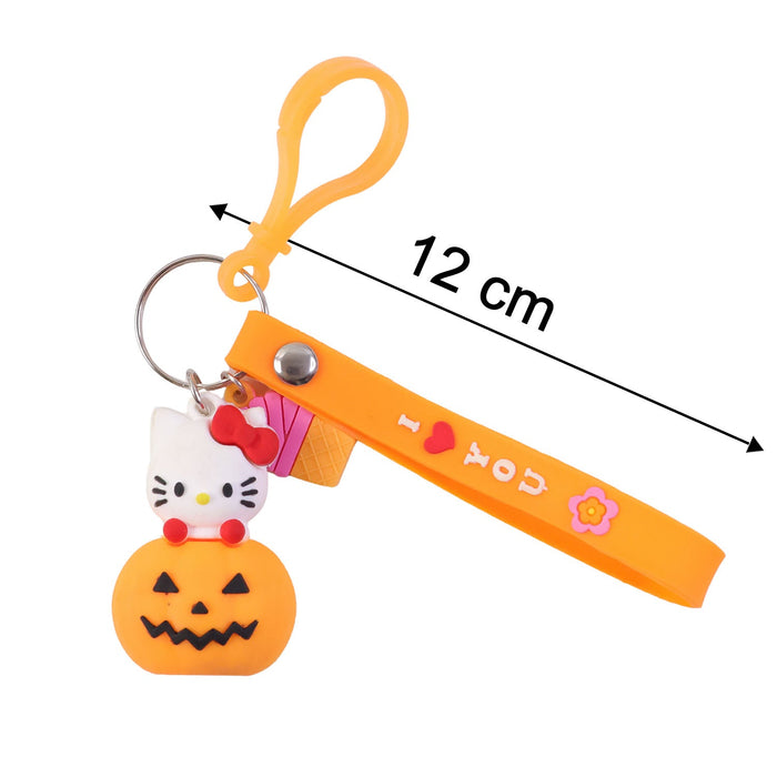 Cute Cartoon Kitty Pumpkin Keychain (1 Pc) by Your Brand