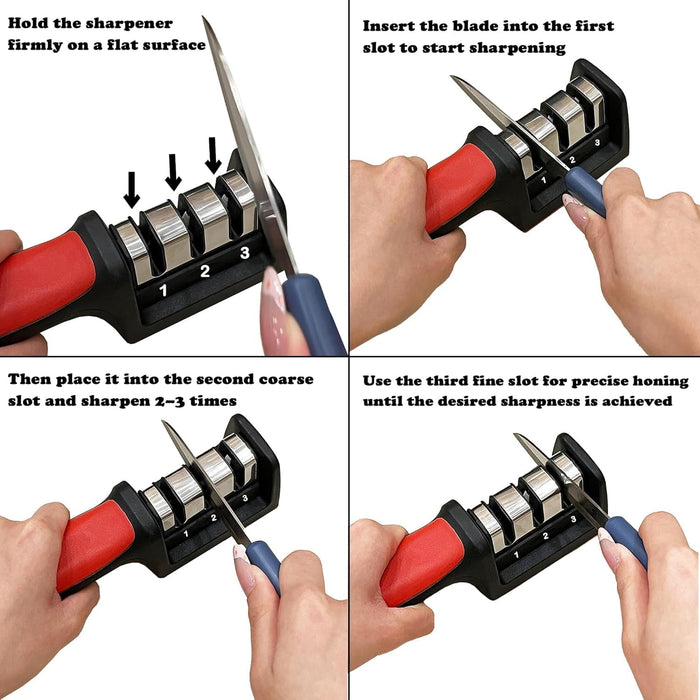3 Stage Knife Sharpener Tool with Ergonomic Handle (1 Pc)