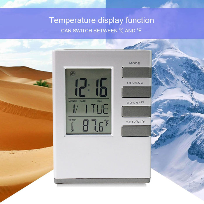 Multifunction Cube Digital Desk Clock with Pen Holder (1 Pc) by Your Brand