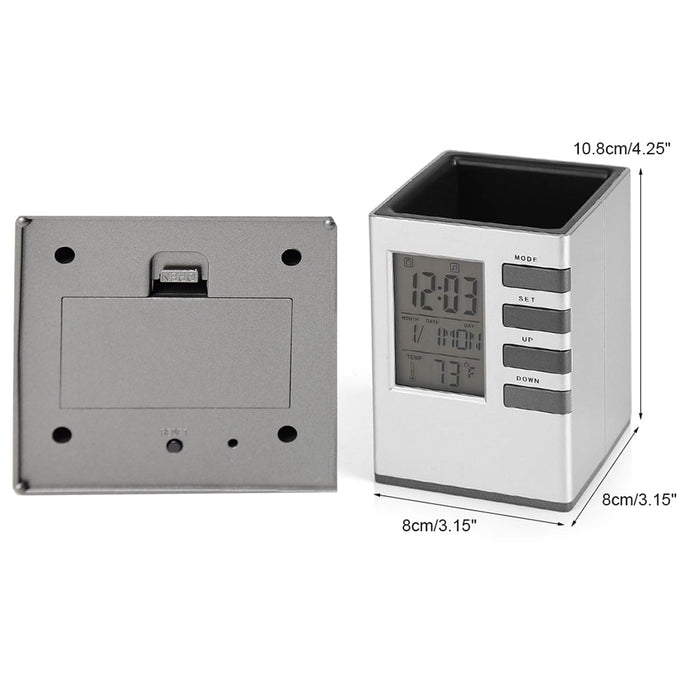 Multifunction Cube Digital Desk Clock with Pen Holder (1 Pc) by Your Brand