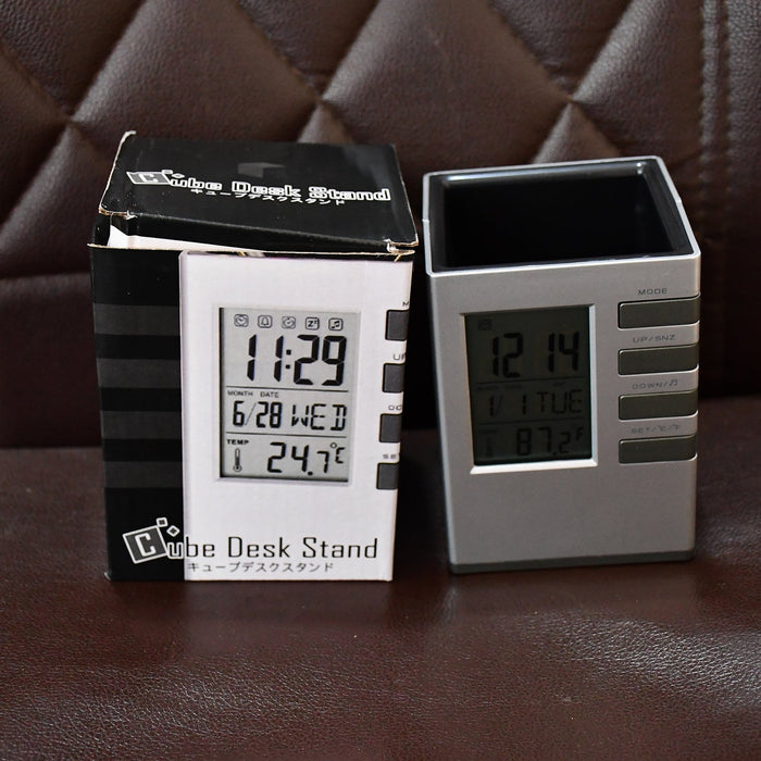 Multifunction Cube Digital Desk Clock with Pen Holder (1 Pc) by Your Brand
