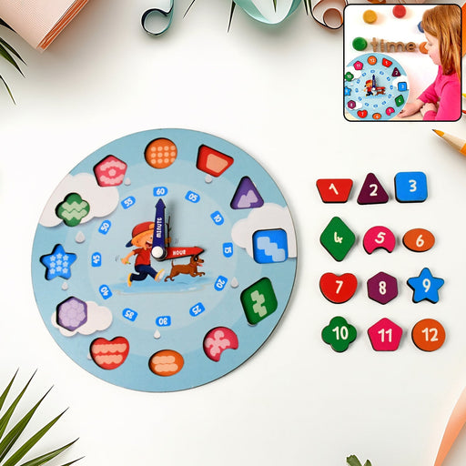 Aditi Wooden Educational Learning Clock Toy with Movable Hands by Your Brand