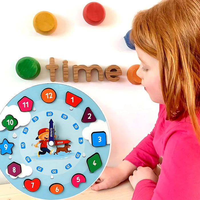Aditi Wooden Educational Learning Clock Toy with Movable Hands by Your Brand