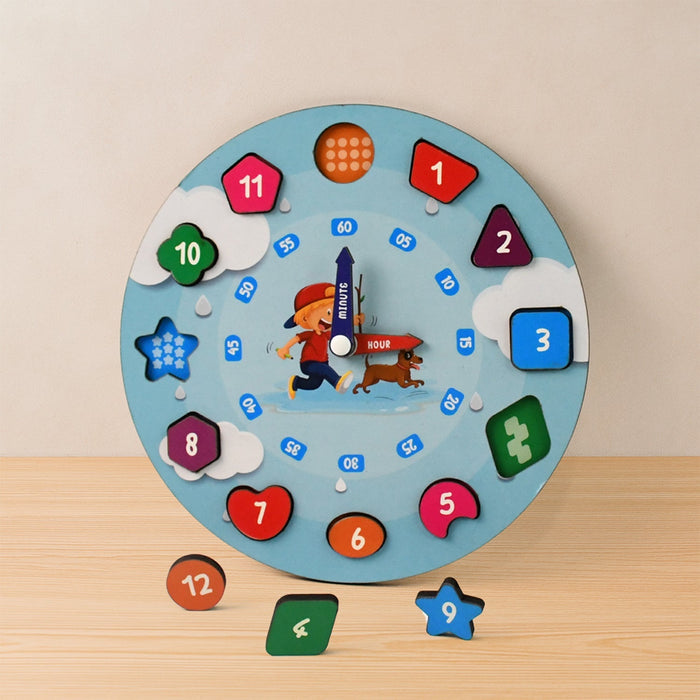 Aditi Wooden Educational Learning Clock Toy with Movable Hands by Your Brand