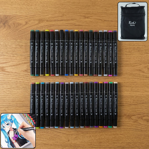36 Color Dual Tip Art Sketch Markers Set with Carry Case by Your Brand