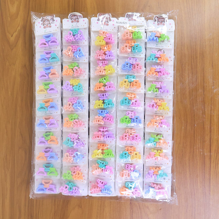 Plastic Small Hair Clips Girls Kids Hair Accessories (3 Pcs Set / Mix Color & Design)